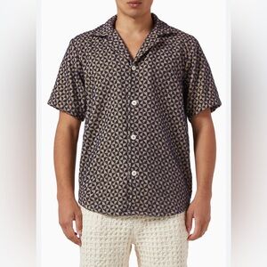 OAS Puzzle Cuba Terry button up Shirt large EUC